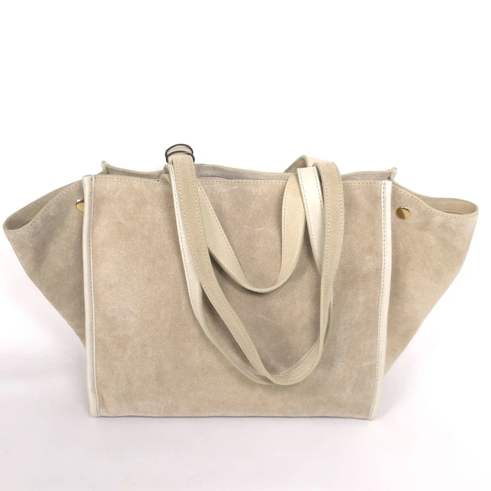 New MARGOT NEW YORK JAMEE LEATHER SUEDE Green Double Handle Tote Bag &‎ Wallet